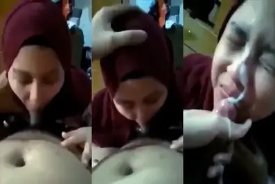 Crott Sperma Deras di Muka Hijaber Cantik Indo